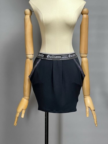 Kids JOHN GALLIANO Gazette Skirt Size 10 Elastic Waist Black Modal Studded Trim - Picture 5 of 12