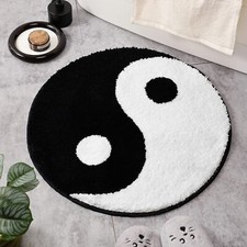 Yin Yang Bath Mat for Bathroom Floor Circle Black and White Anti Slip Bath Ru...