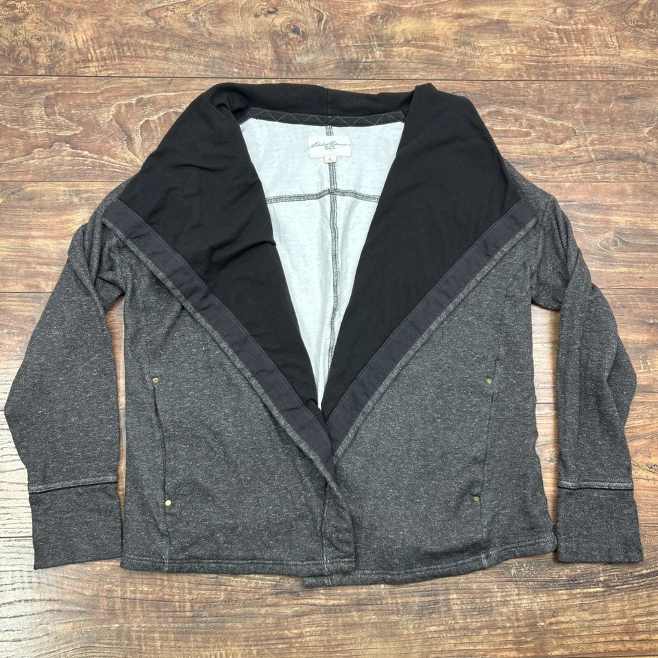 Cárdigan Eddie Bauer Drape Frente Abierto Marrón Jaspeado Mujeres XL Manga Larga Suéter Foto 3 de 4