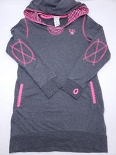 Nike Girls Pullover Tunic Long Sleeve Gray Hoodie Pink Logo Youth XL Athletic