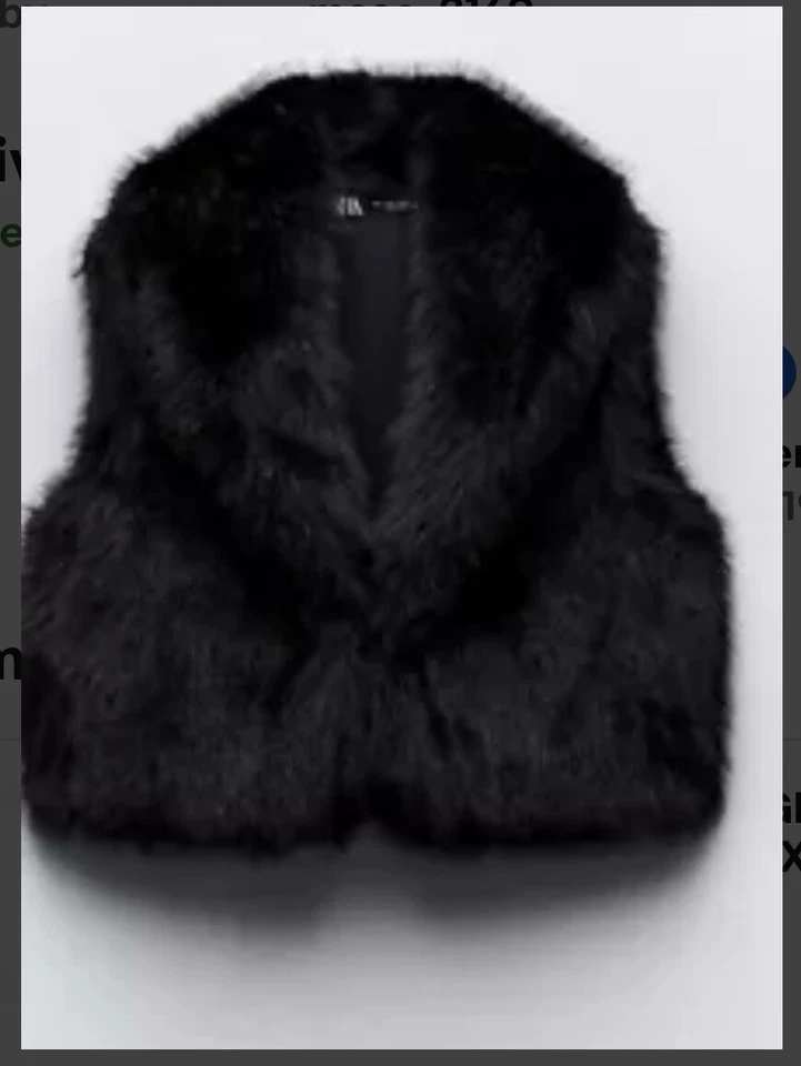 COLETE DE PELE SINTÉTICA ZARA PRETO CROPPED TAMANHO GRANDE - Imagem 2 de 4