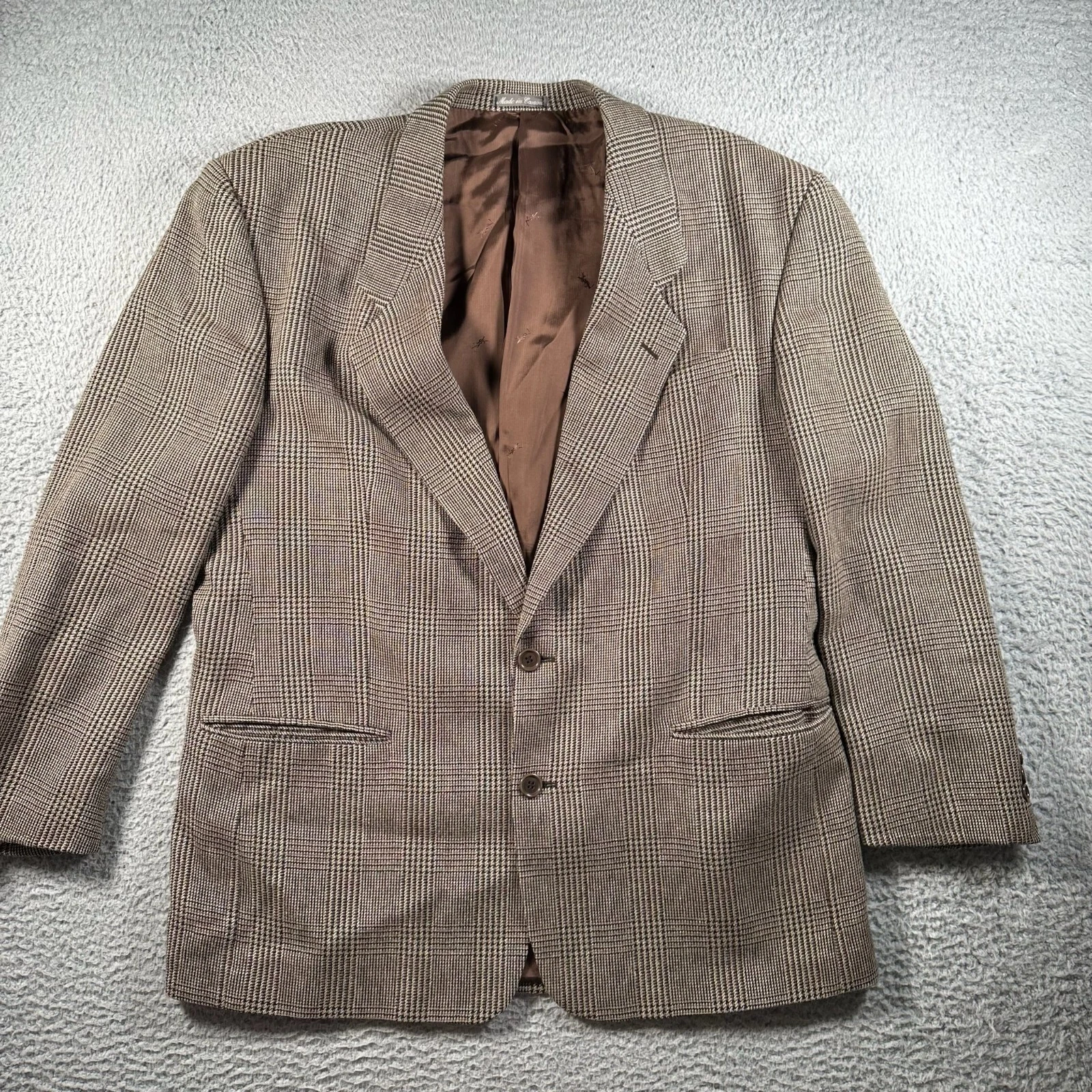 SAINT LAURENT (YSL) Giacca Yves Saint Laurent uomo marrone a quadretti manica lunga vestibilità classica cappotto giacca