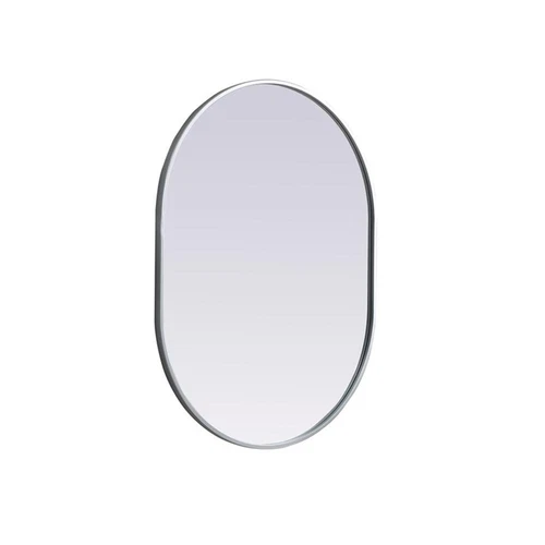Elegant Decor Asha 27x36" Oval Modern MDF Wood/Iron Mirror in Silver - Picture 5 of 11