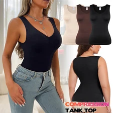 Women's Tummy Control Shapewear Body Shaper Tank Tops Camisole V-neck Vest S-3XL