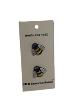 2 Vintage Bumble Bee Hand Painted Buttons by JHB International 3/4”