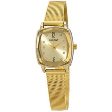 Ellen Tracy Women's Dress Square Gold-Tone Quartz Watch, Mesh Bracelet