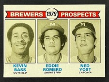 1979 Topps - Brewers 1979 Prospects #708 K. Bass, E. Romero, N. Yost RC