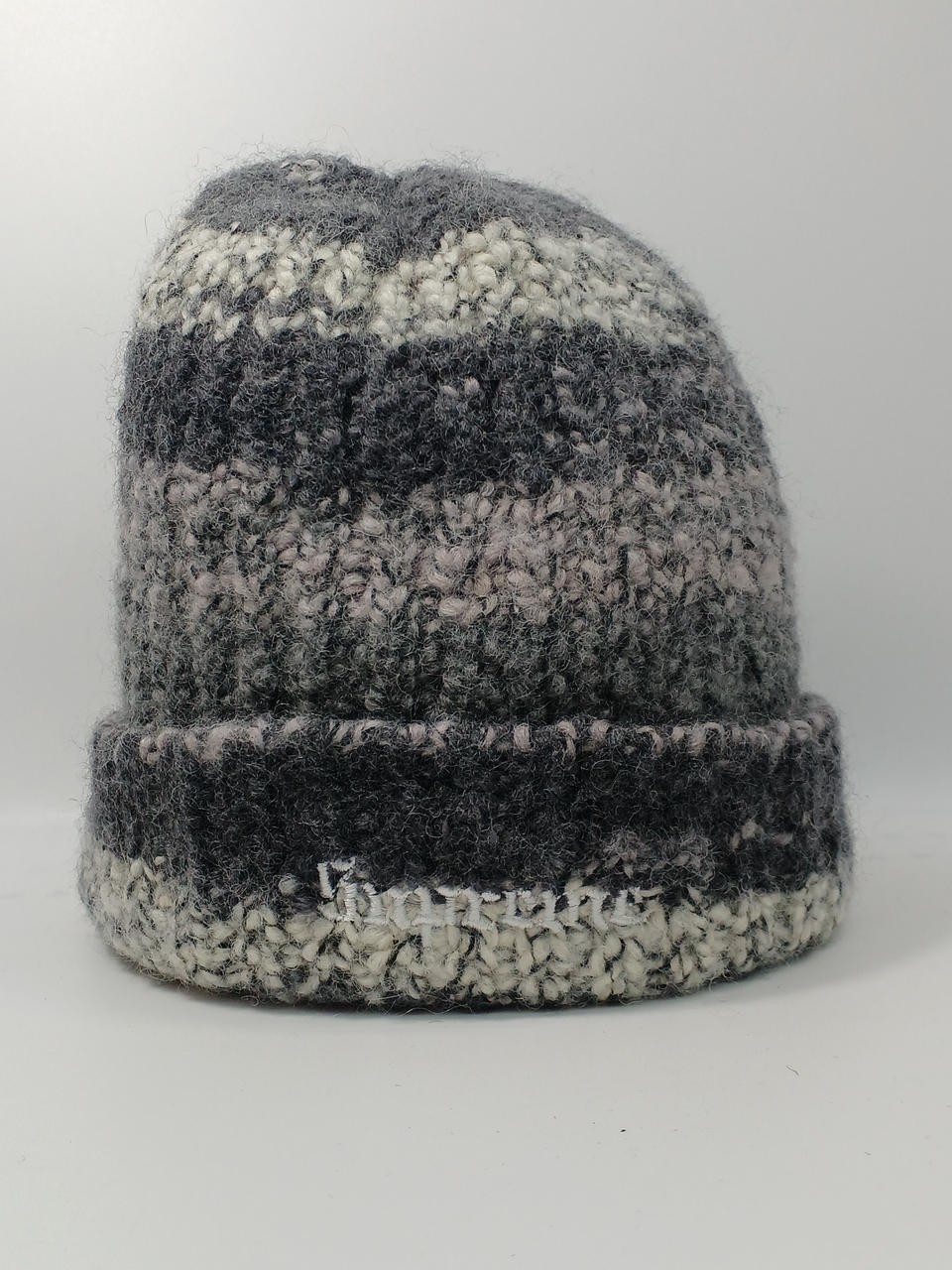 Knit Cap Wool GRY Model SPACE DYE STRIPE BEANIE SUPREME