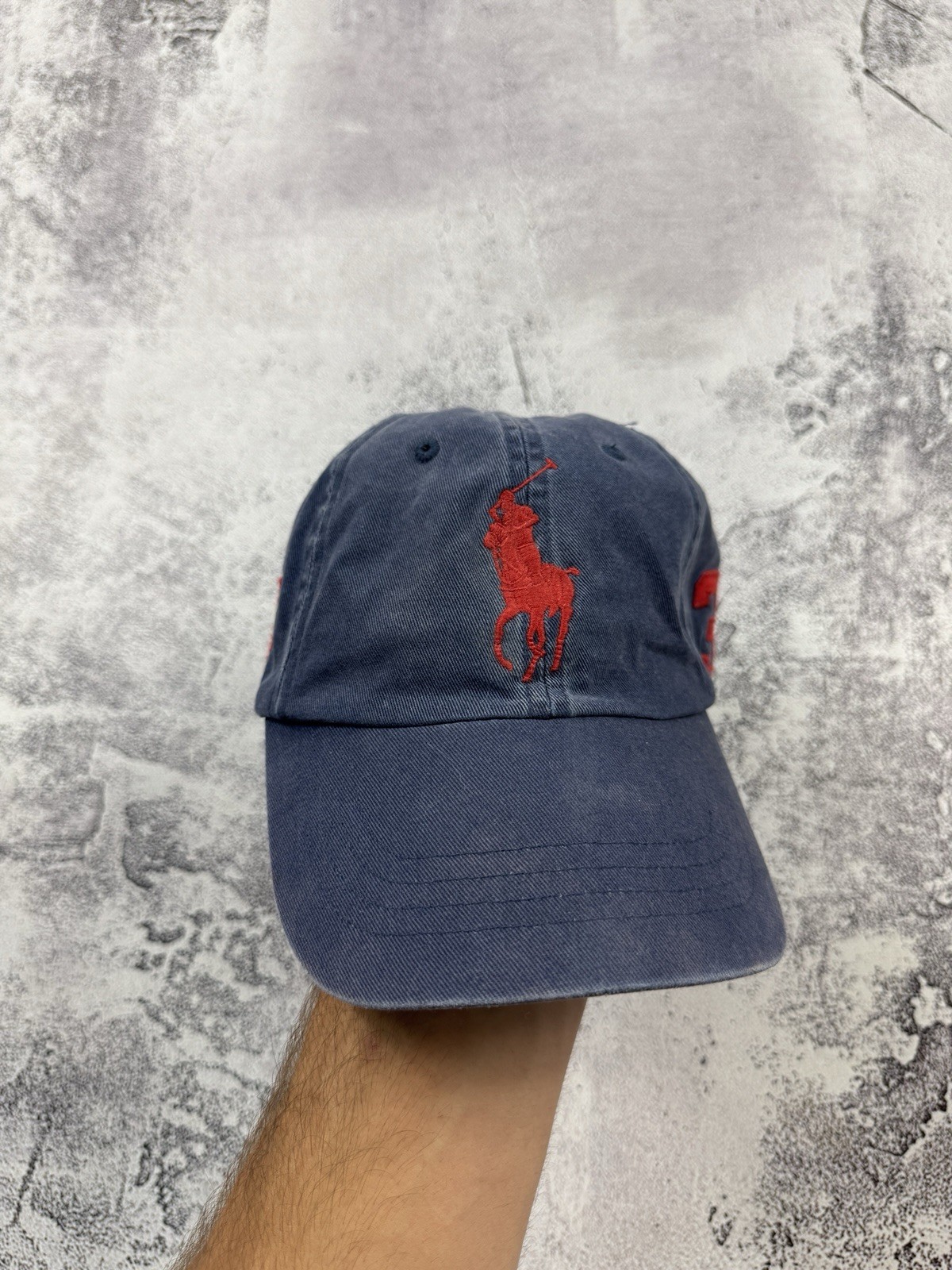 Cappello Berretto Baseball Polo Ralph Lauren Big Pony 3 Cotone Chino Regolabile Blu