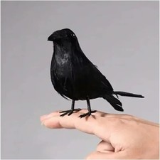 Realistic Black Crow Halloween Prop Fake Bird Scary Raven Feather Decoration UK