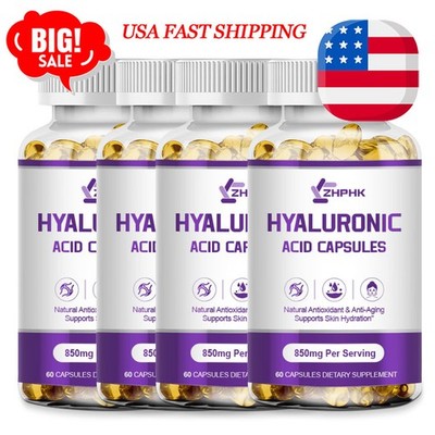 Hyaluronic Acid 850mg Vitamin C 30 mg For Joint and Skin Health 60/120/240 Caps