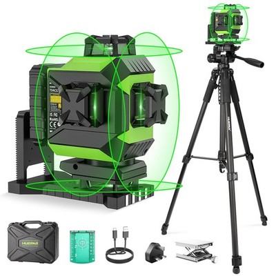 Huepar 360 Laser Level Self-Leveling Cross Line Laser Level 4D Green Beam