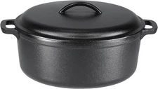 Amazon Basics Round Pre-Seasoned Cast Iron Dutch Oven Pot with 7-Quart, Black 