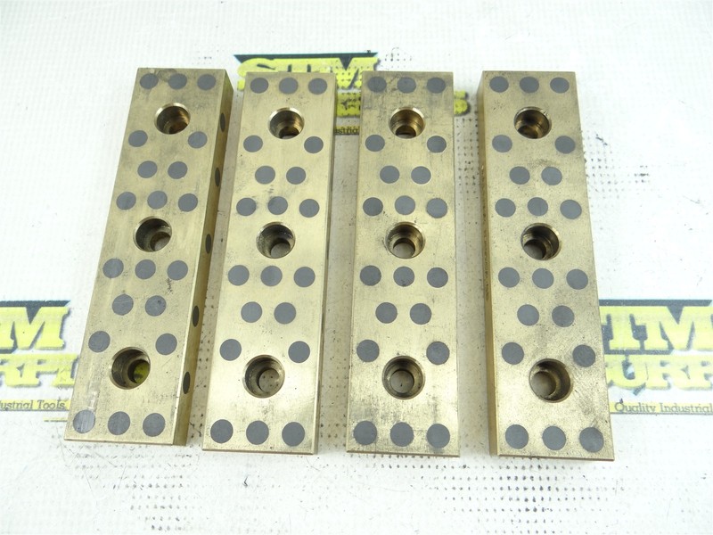LOT OF 4 SELF-LUBRICATING BRONZE & GRAPHITE SLIDE PLATES 6" X 1-1/2" X 5/8"