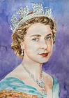 11,69 × 16,53" ~ Young Elizabeth II ~Queen~ watercolor SIGNED/DATED