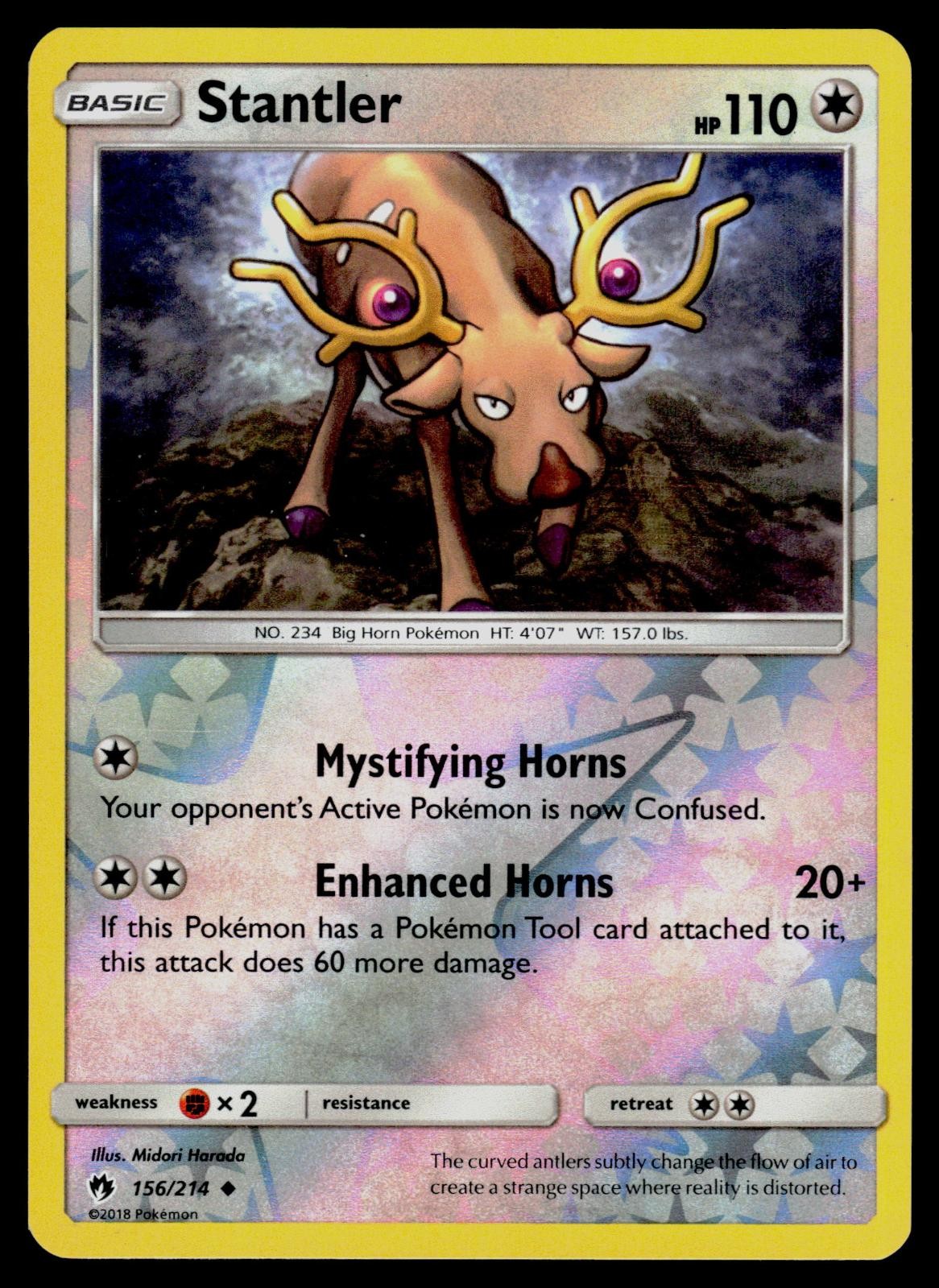 Stantler 156/214 Uncommon Lost Thunder Pokemon Reverse Holo Lightly Played