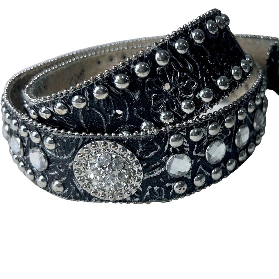 Rhinestone Crystal Western Bling Leather Belt Country Cowgirl Women 32-38 Large - Изображение 4 из 4