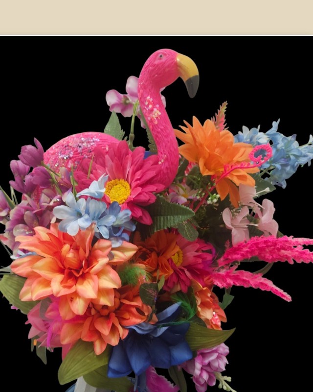 flamingo cemetery flower arrangements