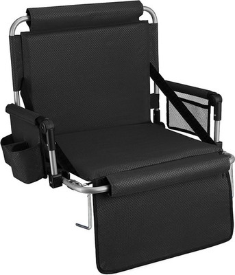 ALPCOUR EVERCOR STADIUM BLEACHER SEAT WITH BACK REST ARM REST APC FSSABK - BLACK