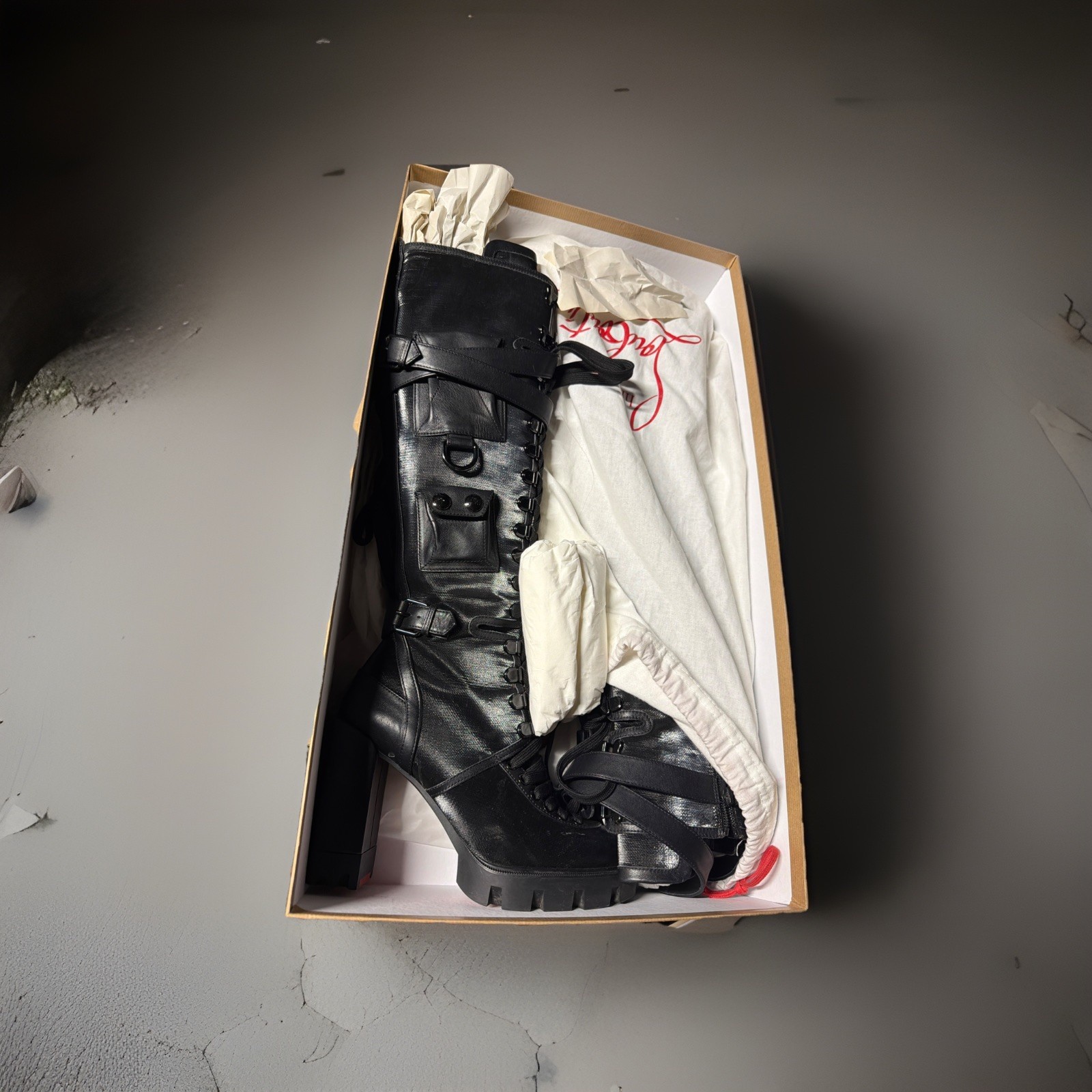 Rare Christian Louboutin Sand and Glory Black Leather Ankle Boots image 2