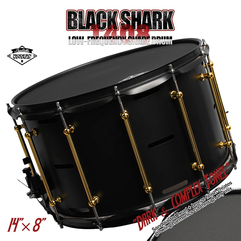 Caja de cañón Beatello 14 x 8"" Black Shark de tono bajo bronce acero al carbono Foto 3 de 4