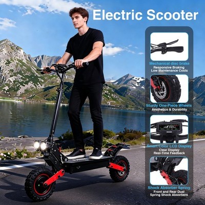 11'' Off Road Adults Electric Scooter, 2400W Dual Motors 37Mph Folding E-Scooter