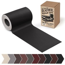 Leather Repair Patch, 3 x 60In Self Adhesive Litchi Grain 3 x 60 In, Black