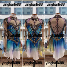 New figure skating dress Y0282--Blue,white