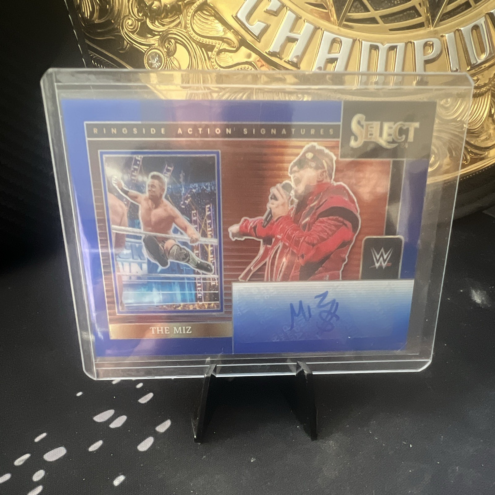 2024 PANINI SELECT WWE BLUE PRIZM RINGSIDE ACTION SIGNATURES AUTO THE MIZ /49