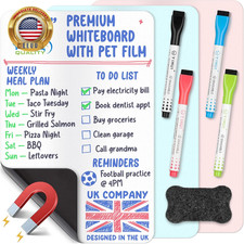 Magnetic Dry Erase White Board Set for Fridge - 12X8, 8 Pcs, Multicolored - 3 St