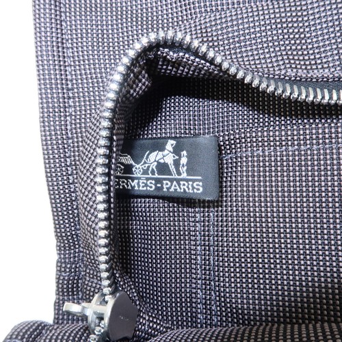 HERMES Herline MM Nylon Canvas Tote Bag Hand Bag Black Authentic Used F/S - Picture 24 of 24