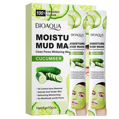 BIOAQUA Cucumber Moisturizing Facial Mud Mask Clean Pores Face Skin 8g x 10pcs