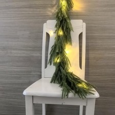 9FT Christmas Garland with Lights Battery Operated, Norfolk Pine Garland, Art...