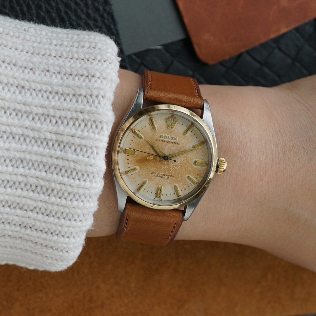 Rolex Oyster Perpetual 6564 Steel/18k Gold Tropical 34 mm