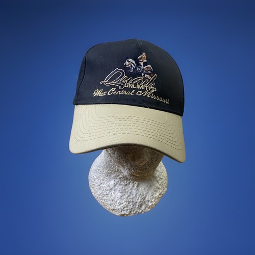 Vintage Quail Unlimited West Central Missouri Cap Hat Otto Black & Tan OSFA