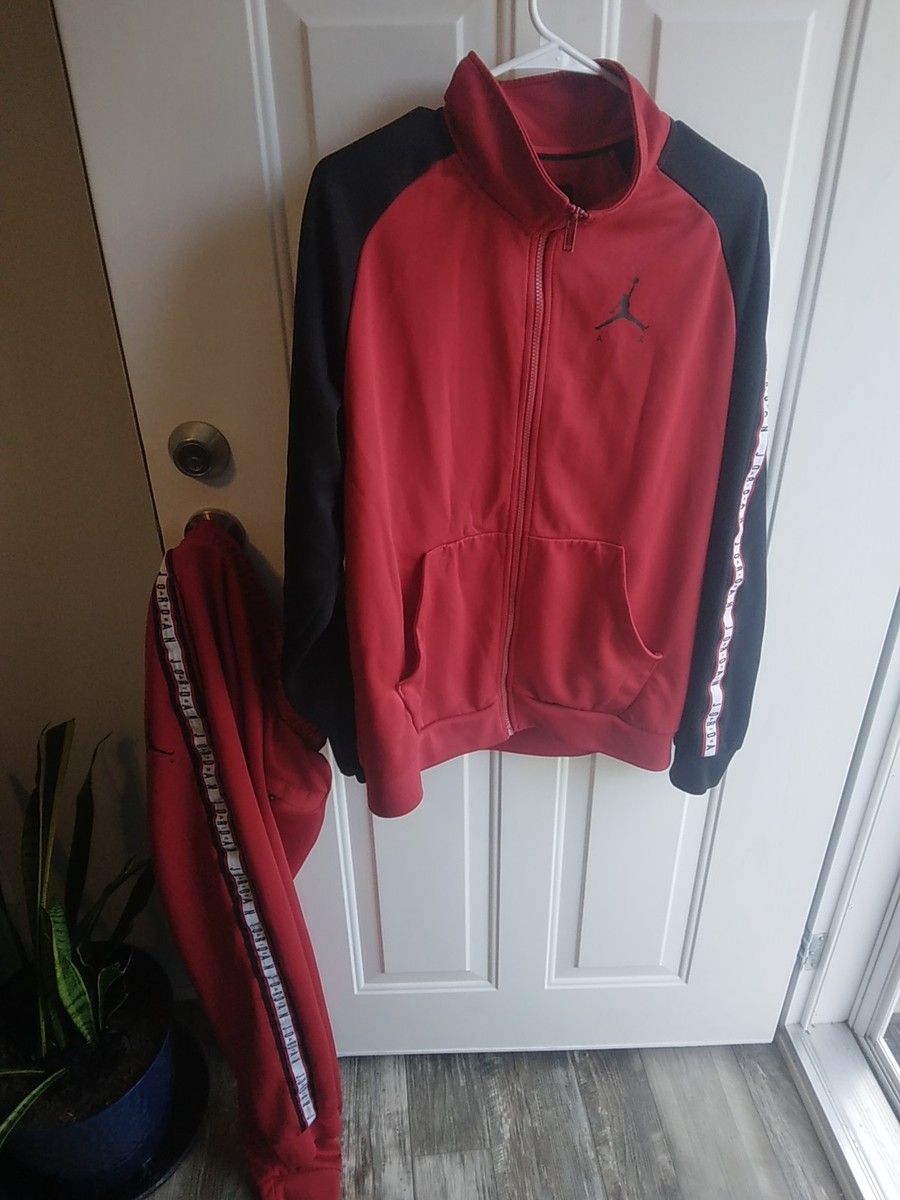 Nike Air Jordan Track Suit Mens Medium Jogger Warm Up Jacket Pants Red  Black