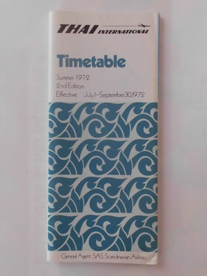 SYSTEM TIMTETABLE THAI INTERNATIONAL AIRWAYS 1972 ROUTE MAP