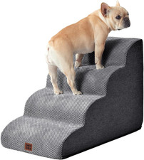 Curved Dog Stairs Ramp for High Beds 19.7" H, 4-Step Dog Steps for Small Dogs an