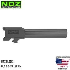 NDZ Glock 4" 19 19X 45 Gen 1-5 Barrel Stainless Steel Match Grade Grey PVD
