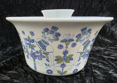Figgjo Flint Lotte Turi Design Norway Blue Porcelain Casserole Lid Silkscreen