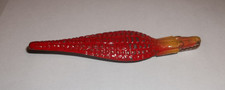 Vintage Tin 3 1/2" Alligator Clicker Toy Noise Maker - Japan red/yellow corncob