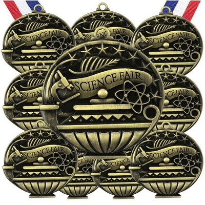 Express Medals Science Fair Gold Medals Trophy Award with Neck Ribbons APMG-775