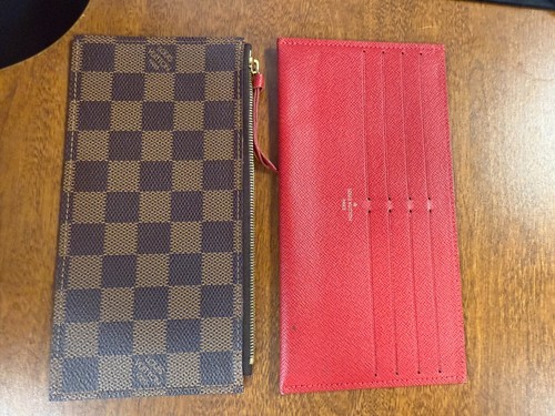 Louis Vuitton Felicie Pochette Damier Ebene Wallet Insert and Zip Pouch Red