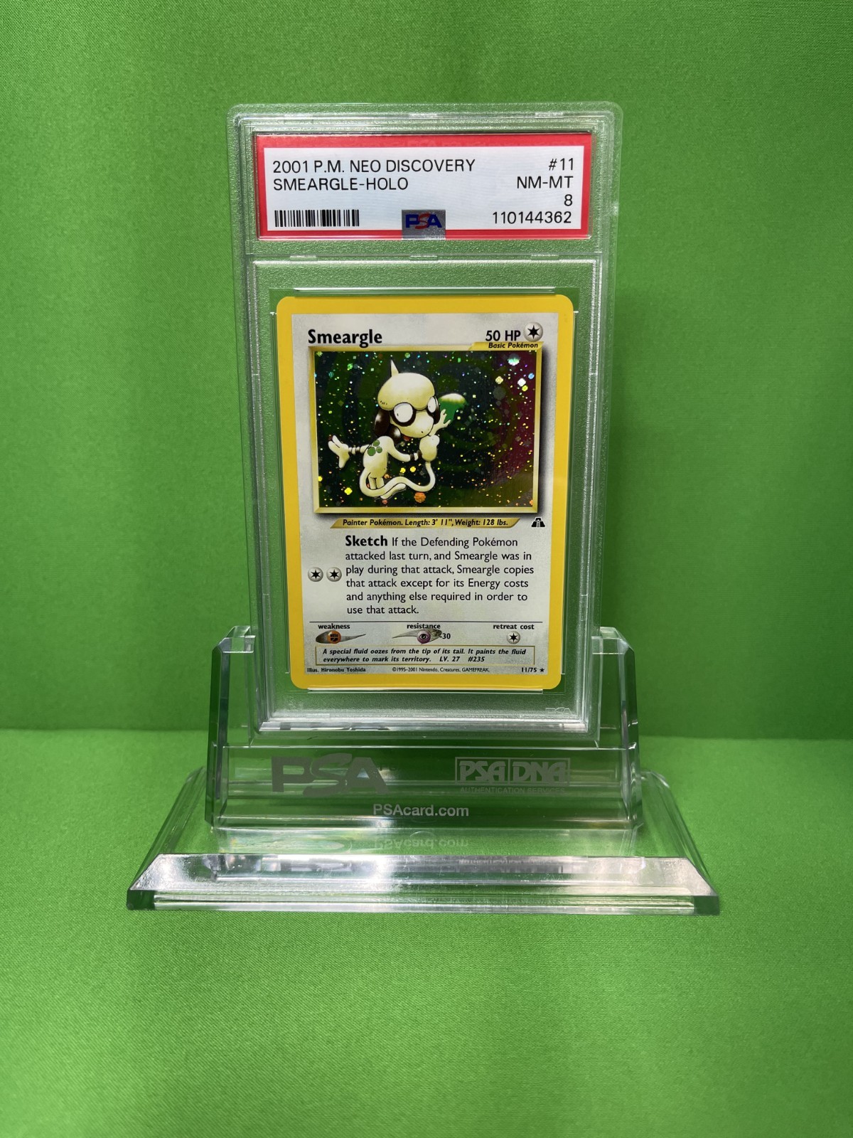 2001 POKEMON NEO DISCOVERY 11 SMEARGLE-HOLO PSA 8