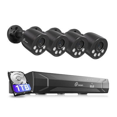 Loocam 2.5K PoE Security IP Camera System 1TB, AI Smart Human/Vehicle Detection