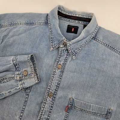 Levi's Red Tab Jeans Mens Large Long Sleeve Denim Button Up Shirt Light Wash