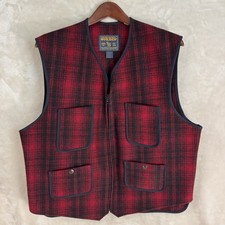 Woolrich Buffalo Plaid Vest Men Lg Wool Full Zip 4 Pocket Lumberjack Outdoor