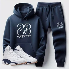 Men's 23 Legend Sweatsuit: Hoodie & Joggers - Jordan 13 Midnight Navy Blue Match