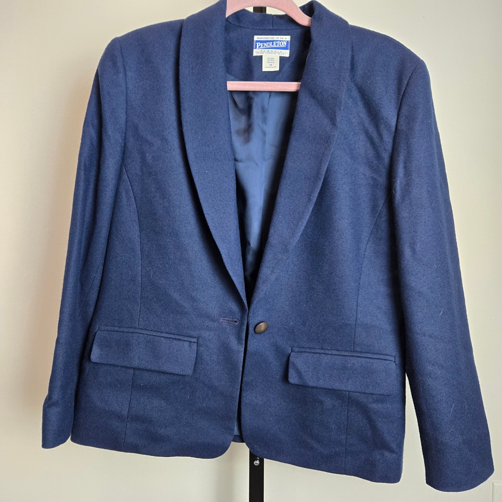 Vintage Pendleton One Button Blazer Jacket Blue 1… - image 1
