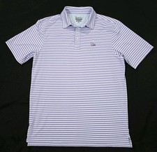 Straight Down Performance Golf Men's Polo - Purple Stripe - S/S - Medium
